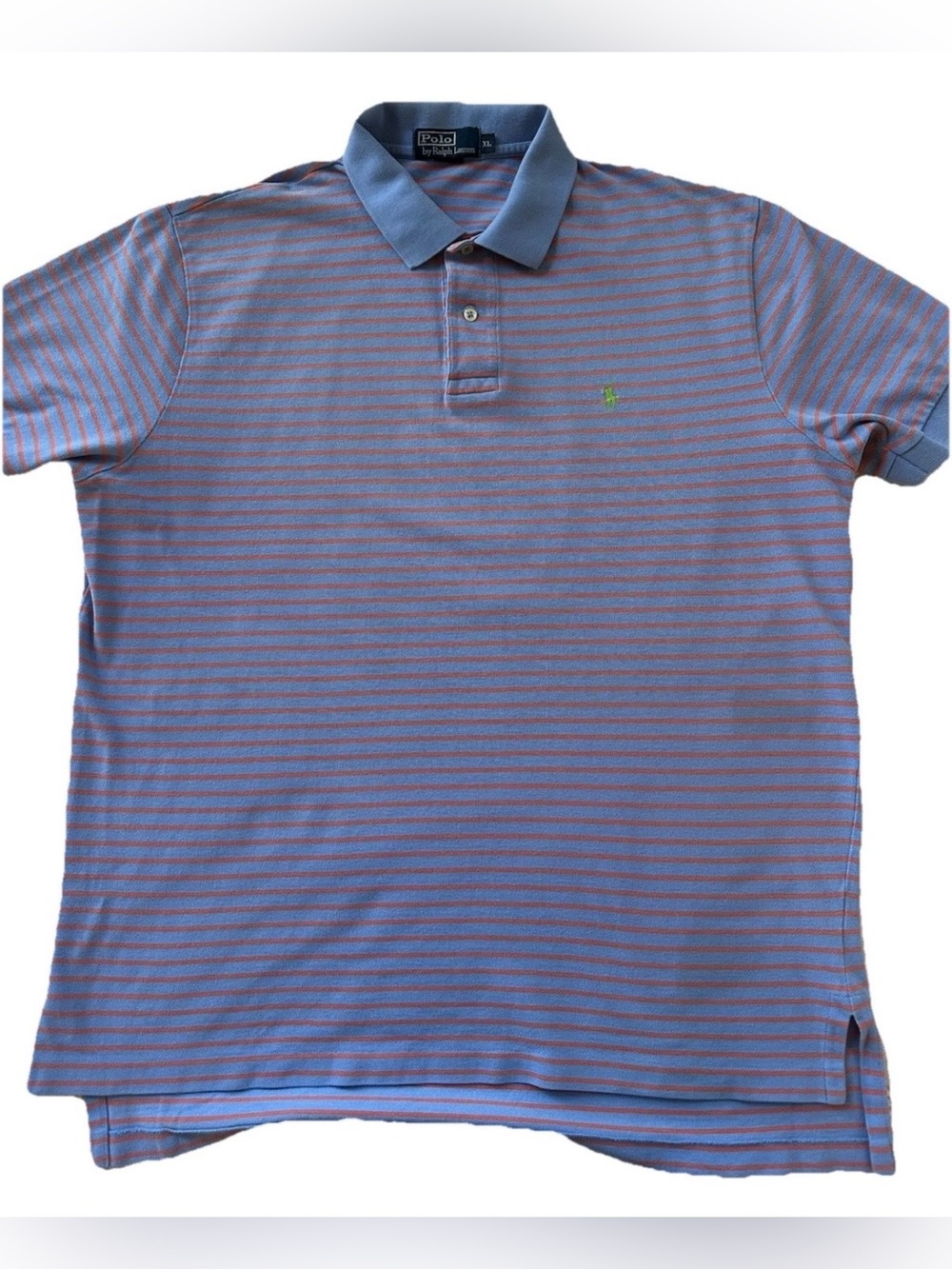 VTG 90s Polo Ralph Lauren Striped Polo Shirt XL Blue Orange Lime Pony *Read